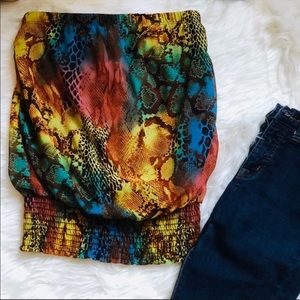 Lily White snakeskin strapless top S